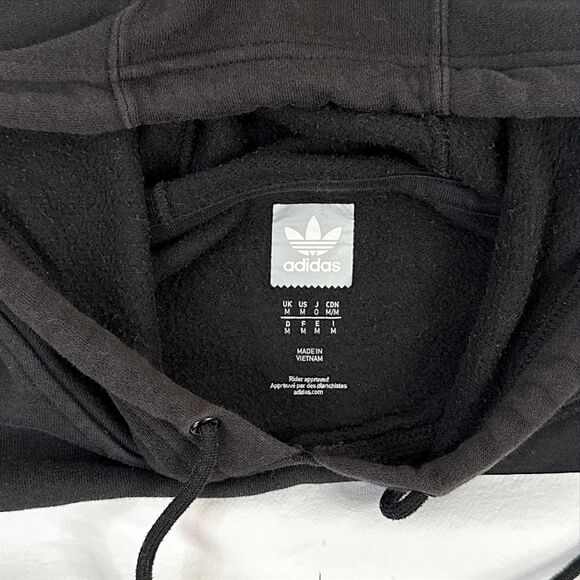 Adidas Men's Hooded Sweatshirt Black Pullover Logo Hoodie Lightweight Size Med - Picture 5 of 10